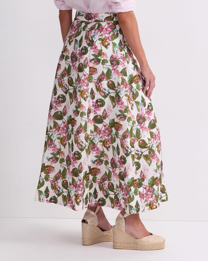 Osterley Linen Liberty Skirt in WHITE MULTI