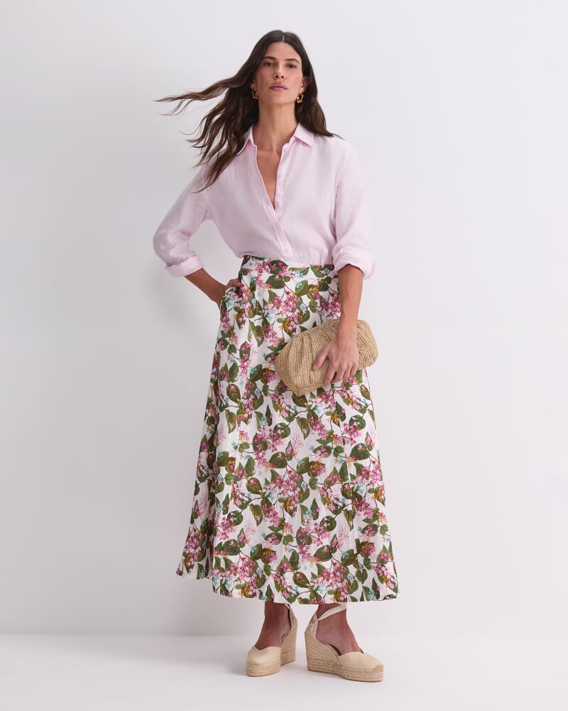 Osterley Linen Liberty Skirt in WHITE MULTI