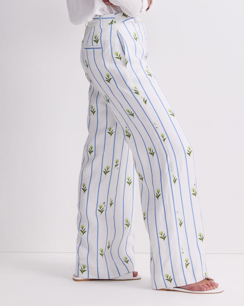 Hampton Stripe Linen Pant in WHITE/BLUE