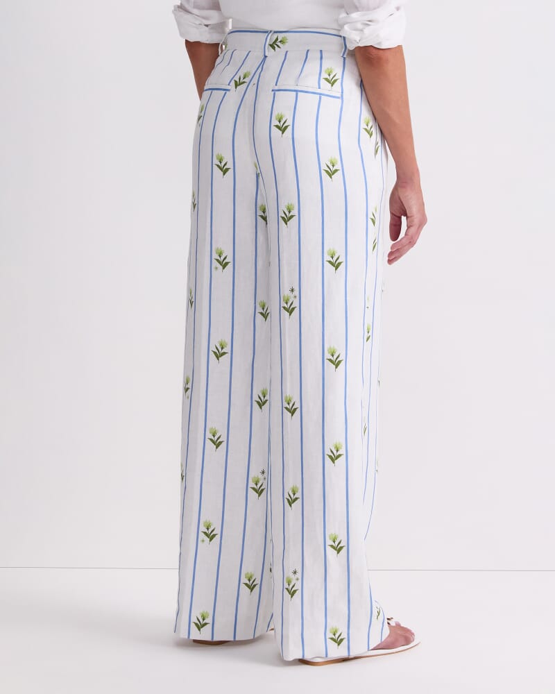 Hampton Stripe Linen Pant in WHITE/BLUE