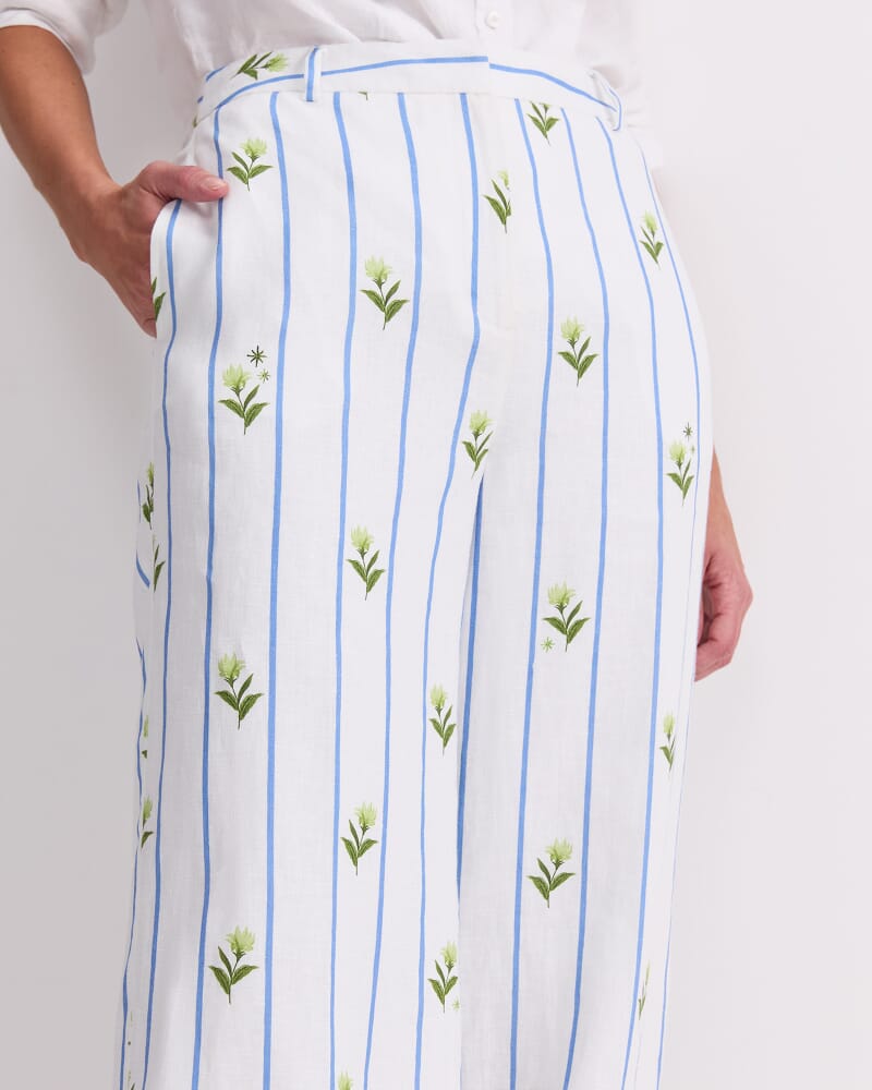 Hampton Stripe Linen Pant in WHITE/BLUE