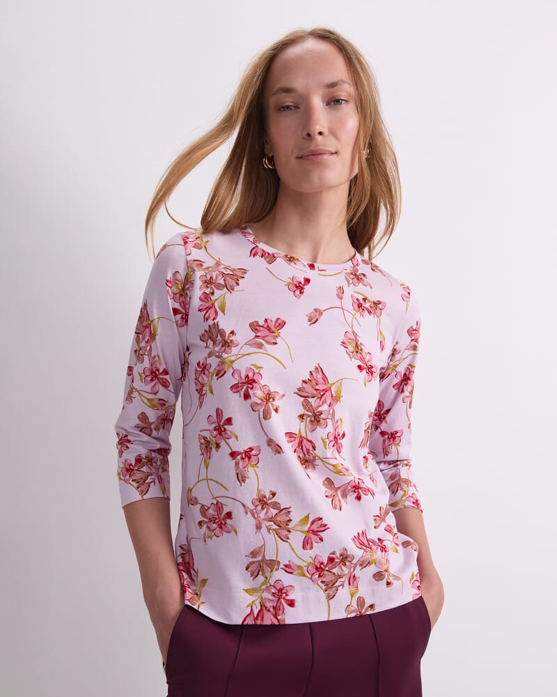 Floral Mercerised Tee in PINK MULTI