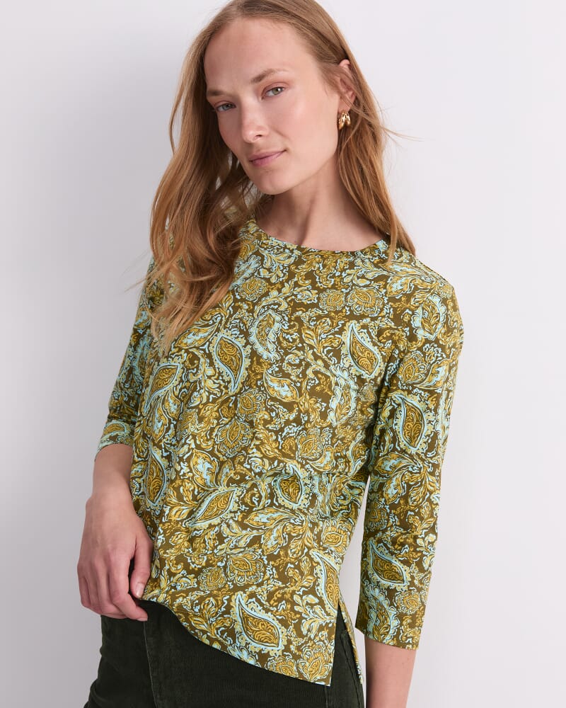 Paisley Mercerised Tee in GREEN MULTI