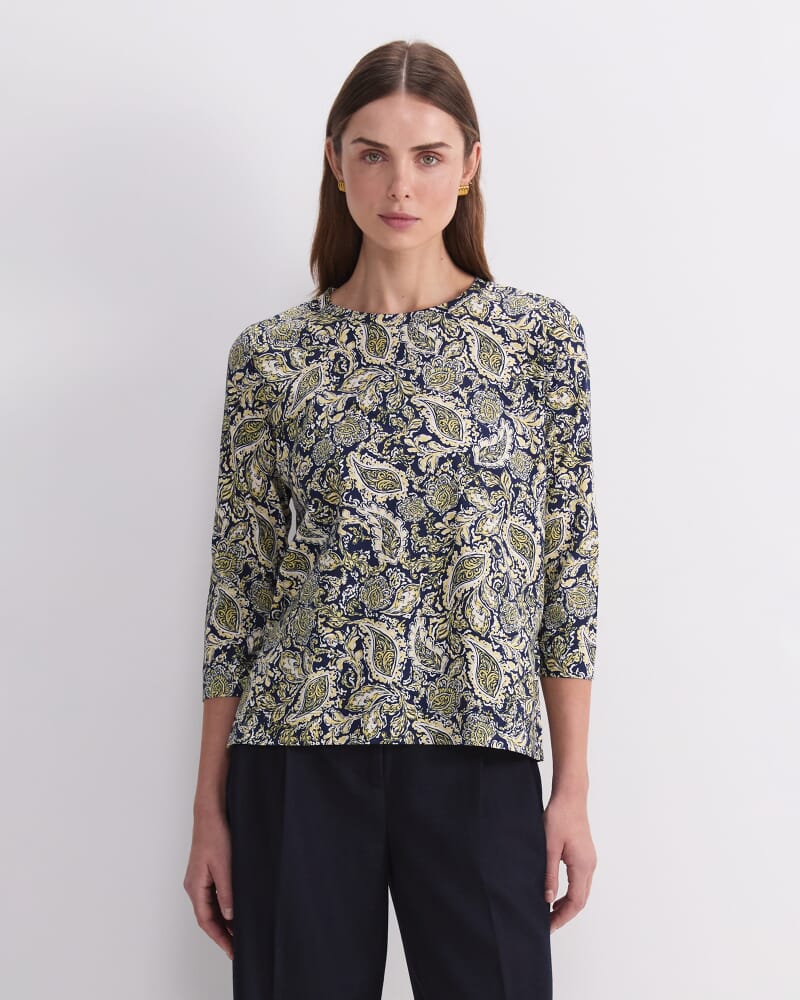 Paisley Mercerised Tee in NAVY MULTI