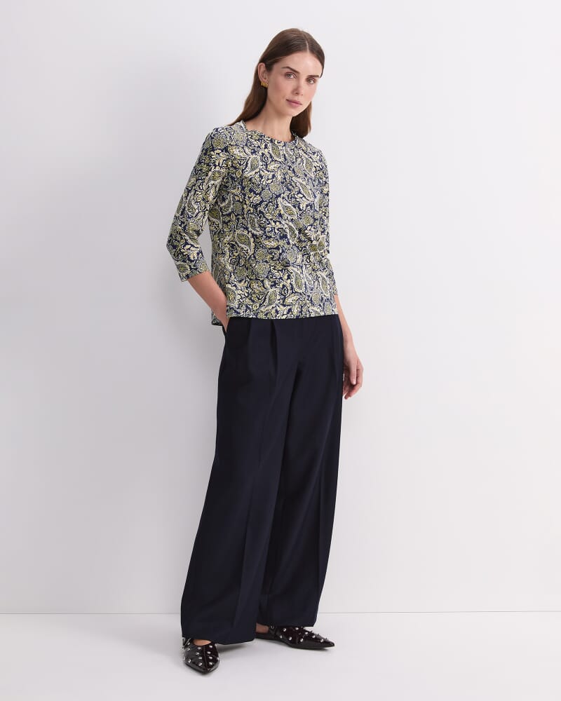 Paisley Mercerised Tee in NAVY MULTI