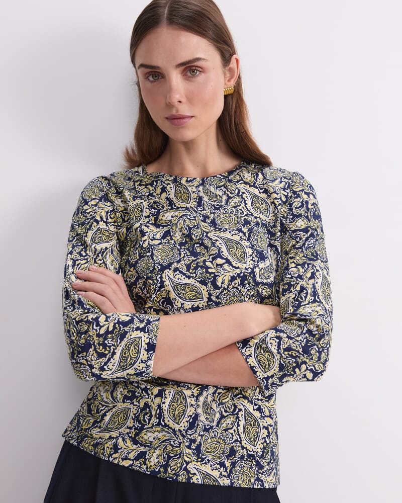 Paisley Mercerised Tee in NAVY MULTI