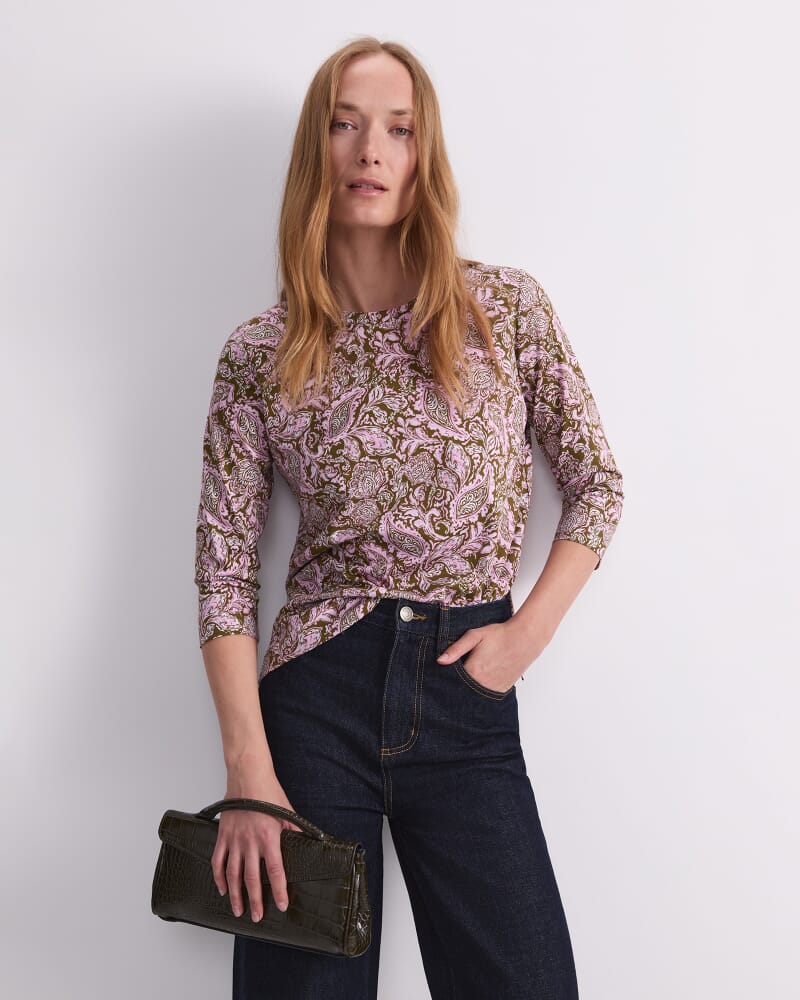 Paisley Mercerised Tee in PINK MULTI