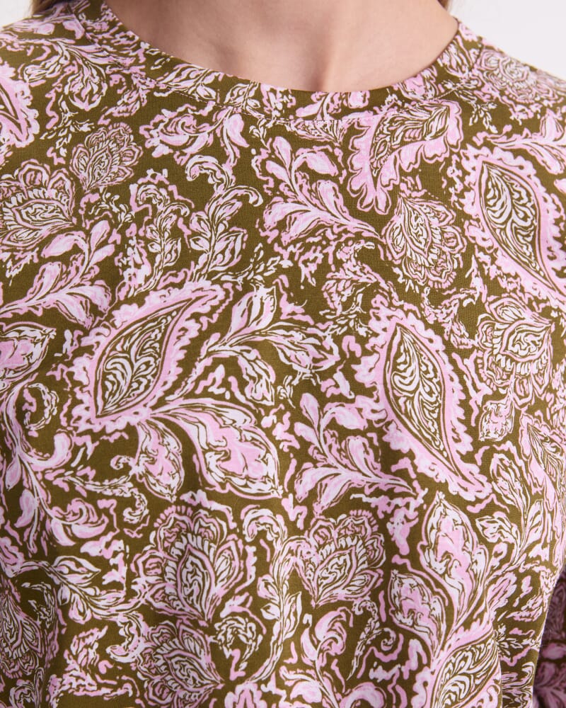 Paisley Mercerised Tee in PINK MULTI