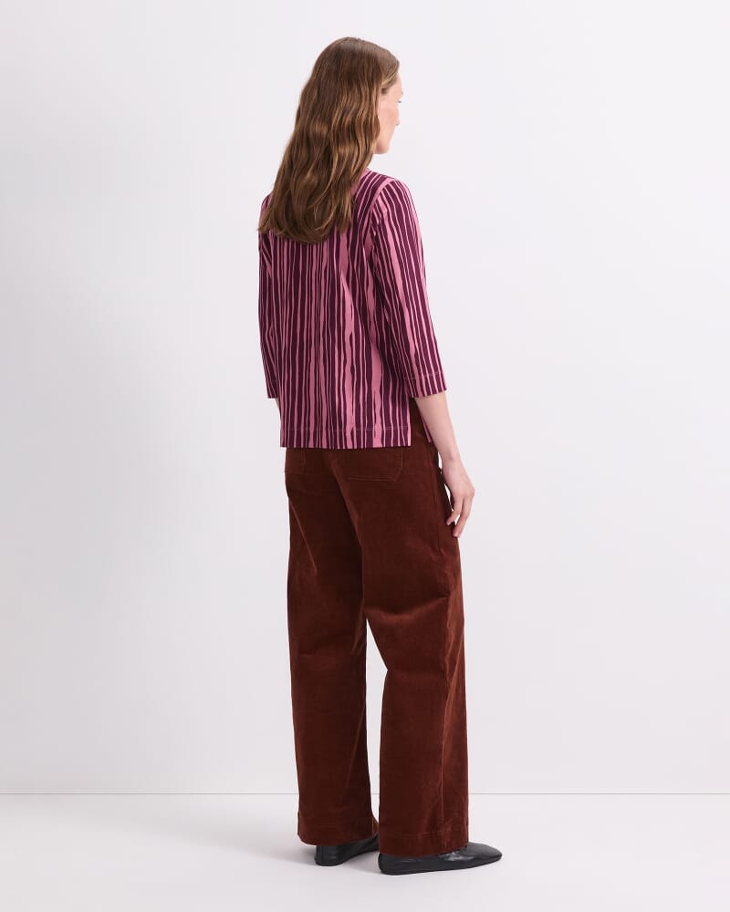 Stripe Print Mercerised Tee in PINK MULTI