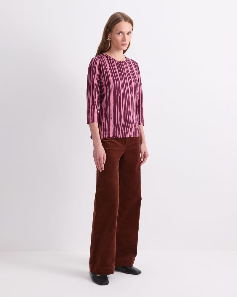 Stripe Print Mercerised Tee in PINK MULTI