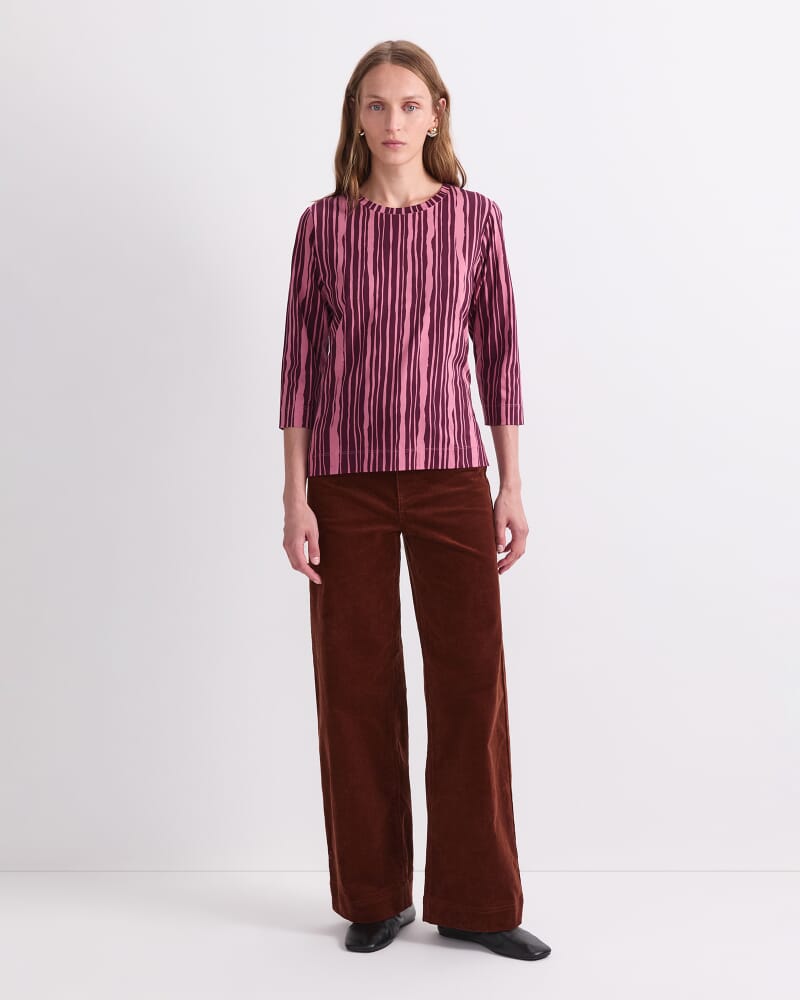 Stripe Print Mercerised Tee in PINK MULTI