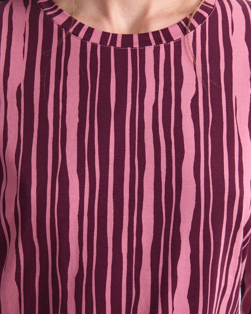 Stripe Print Mercerised Tee in PINK MULTI