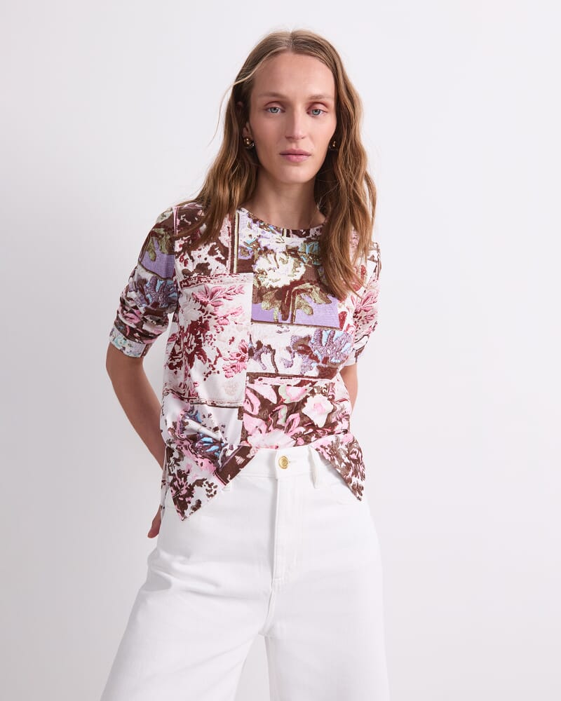 Tapestry Print Mercerised Tee in GREEN MULTI