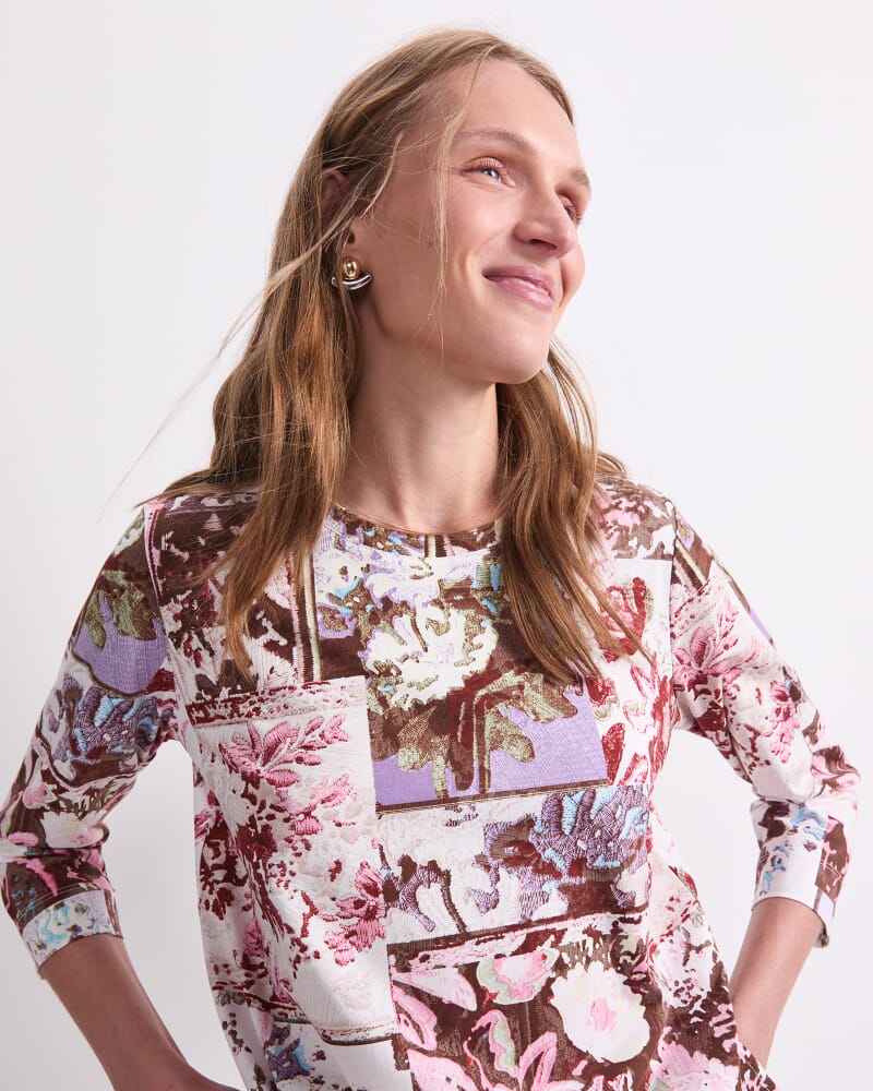 Tapestry Print Mercerised Tee in GREEN MULTI