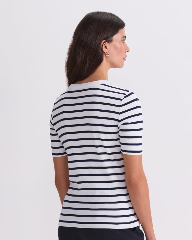 Heidi Stripe Short Sleeve Tee in NAVY MULTI
