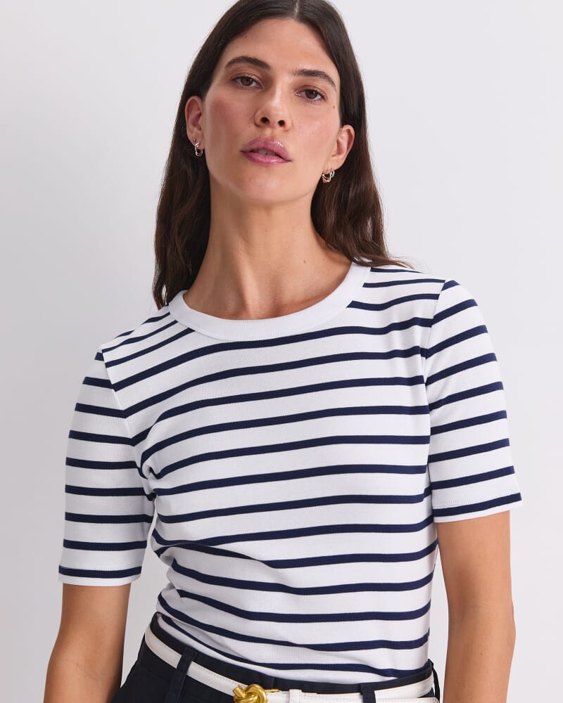 Heidi Stripe Short Sleeve Tee in NAVY MULTI