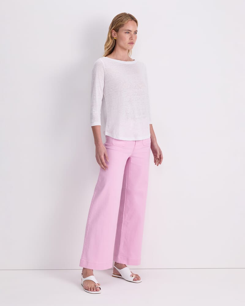 Cecile Foil Linen Top in WHITE