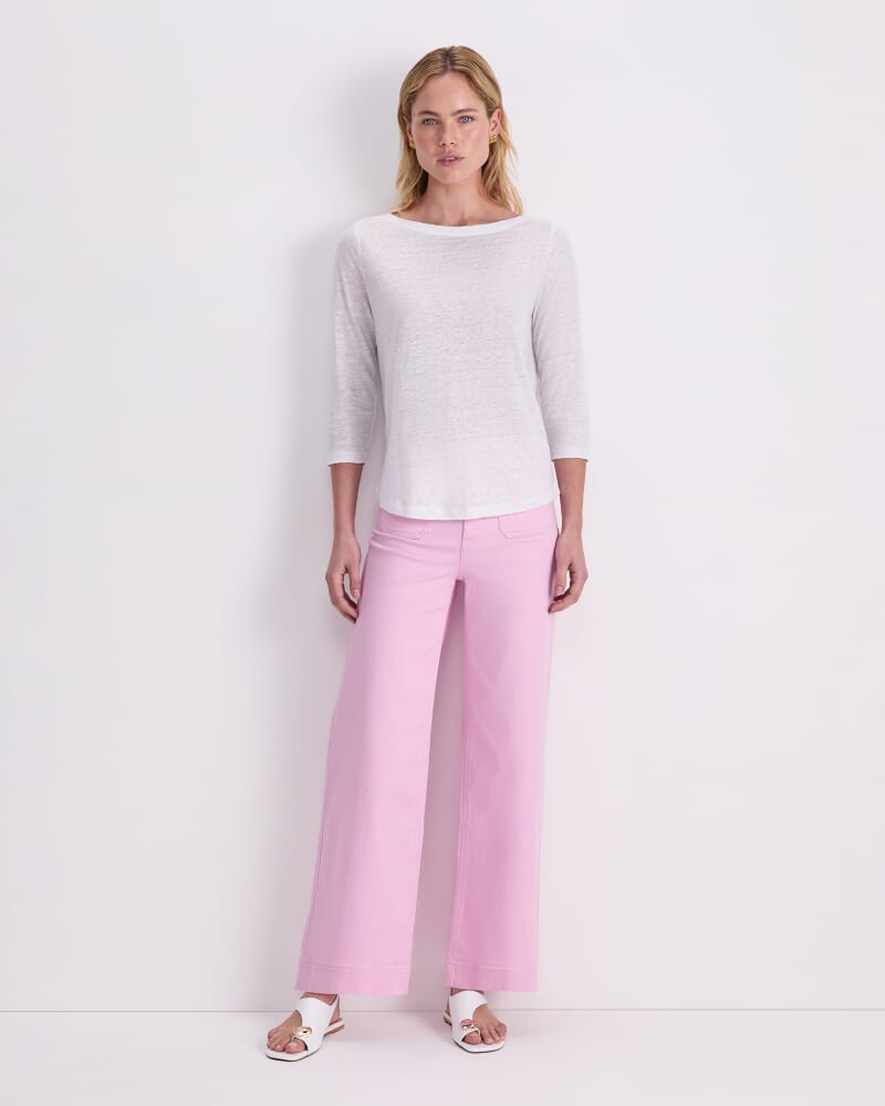 Cecile Foil Linen Top in WHITE