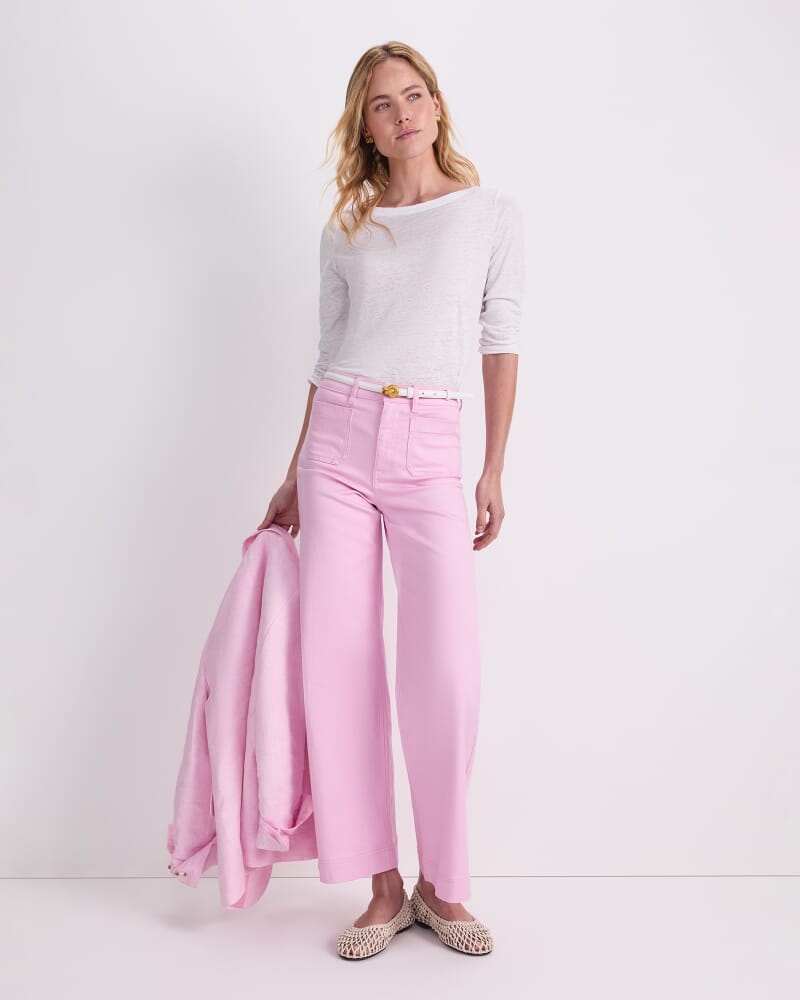 Cecile Foil Linen Top in WHITE