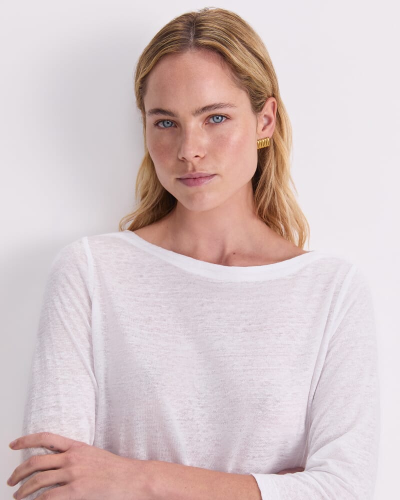 Cecile Foil Linen Top in WHITE
