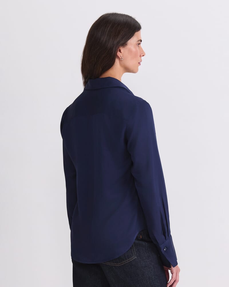 Yara Long Sleeve Blouse in NAVY