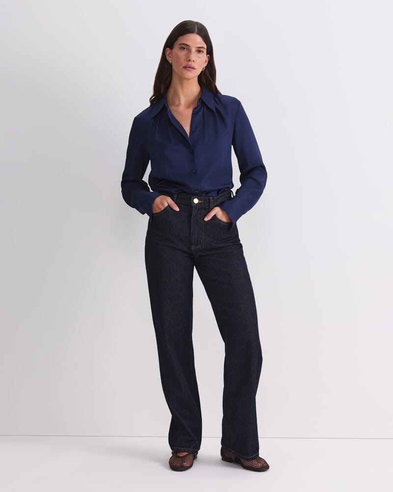 Yara Long Sleeve Blouse in NAVY