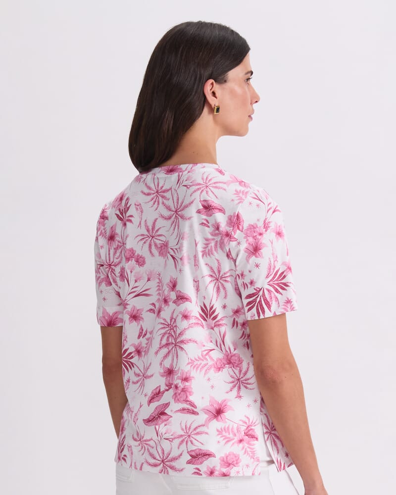Palm Print Merc Tee in PINK/WHITE