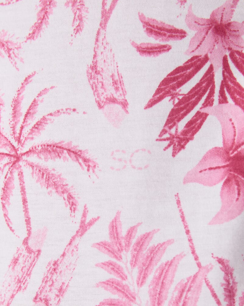 Palm Print Merc Tee in PINK/WHITE