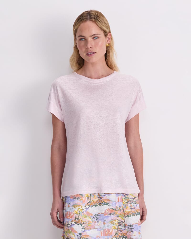Tonia Foil Linen Tee in LIGHT PINK