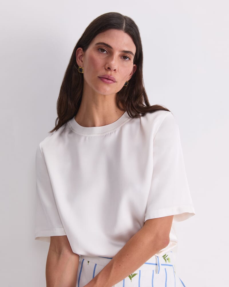 Isla Satin Tee in IVORY