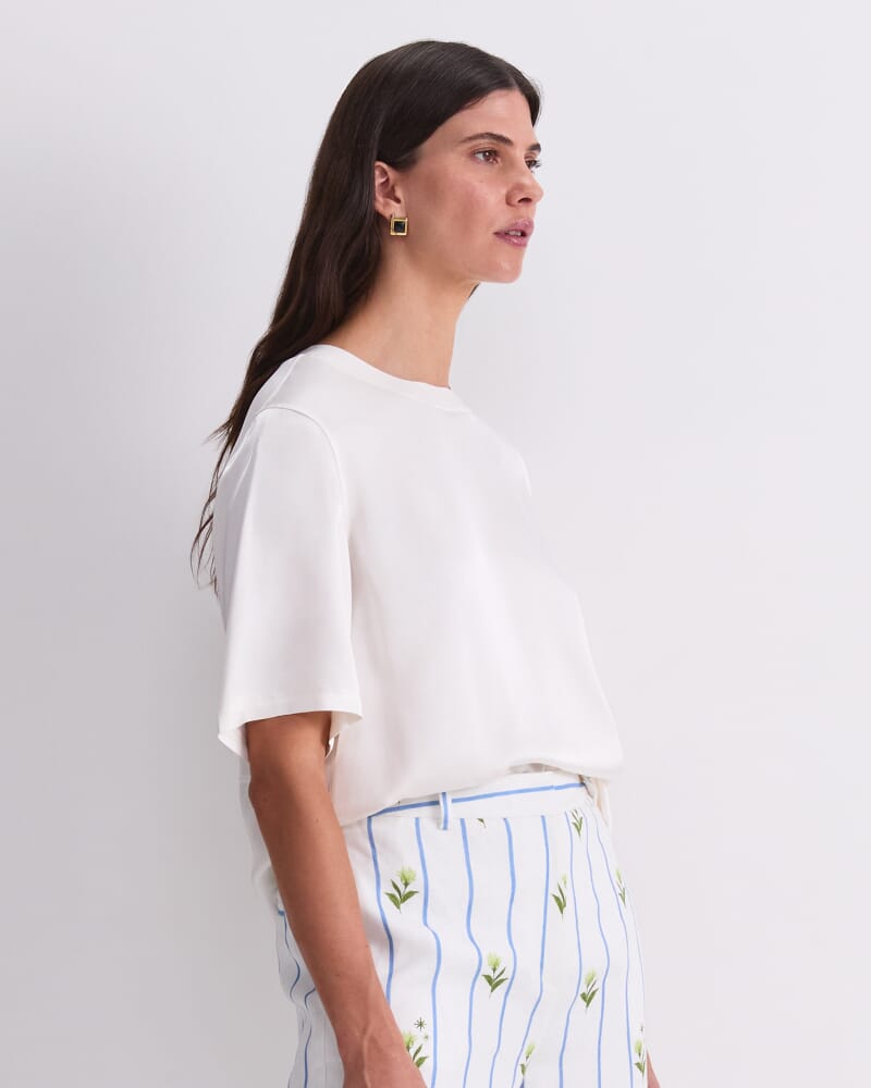 Isla Satin Tee in IVORY