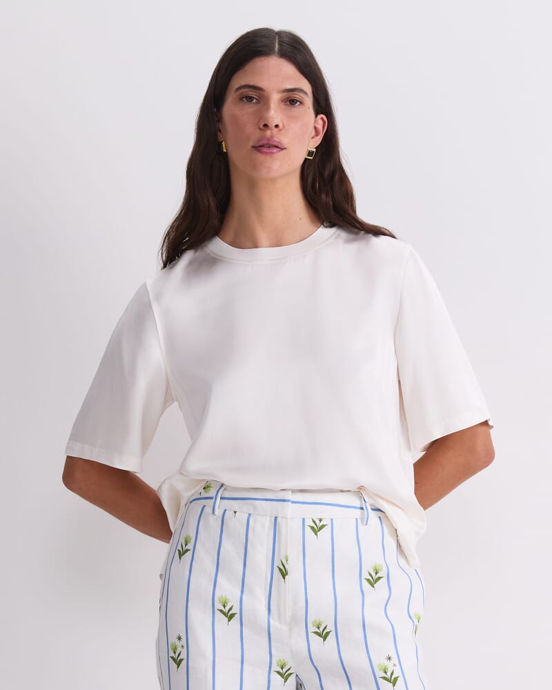 Isla Satin Tee in IVORY