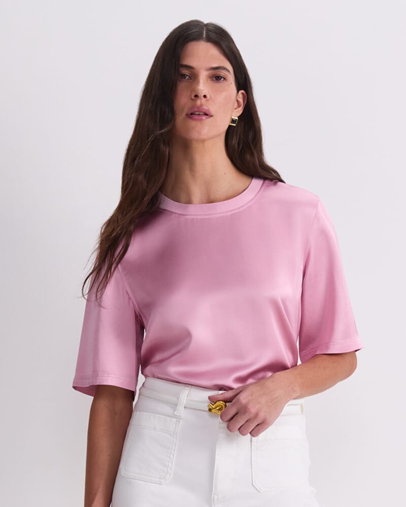 Isla Satin Tee in ROSE