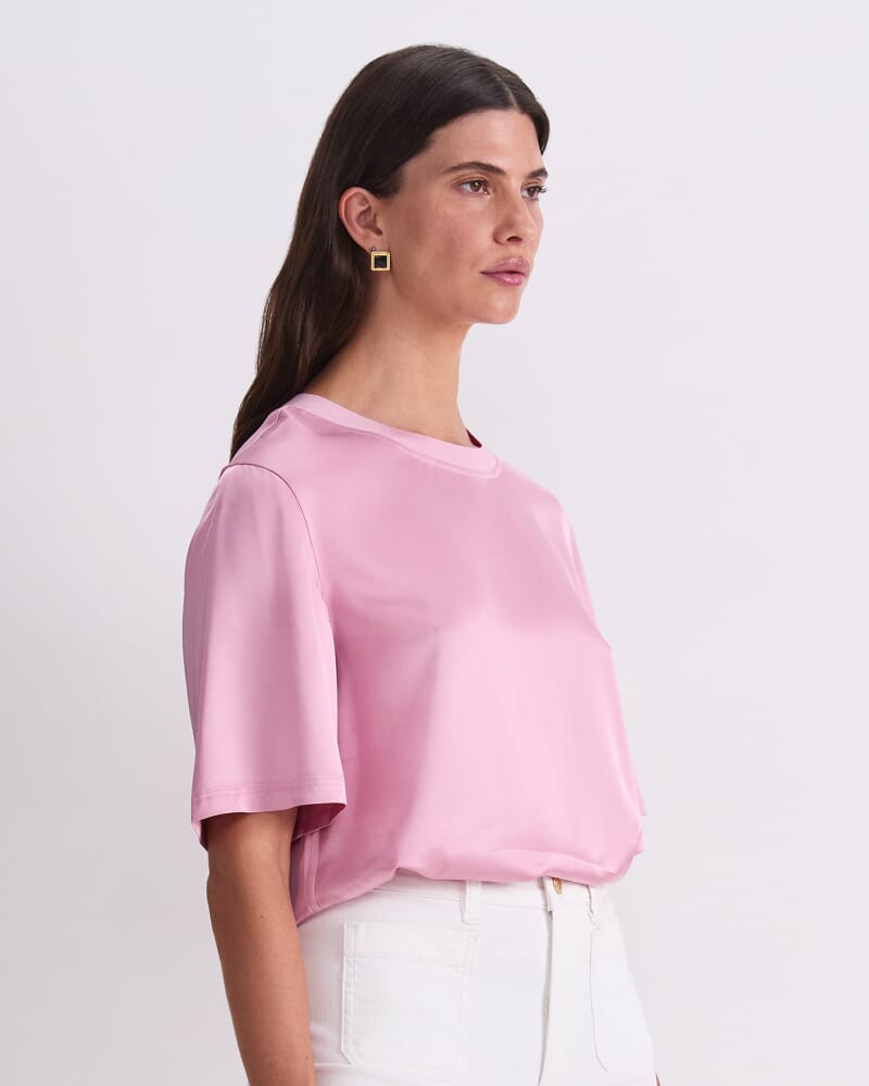 Isla Satin Tee in ROSE