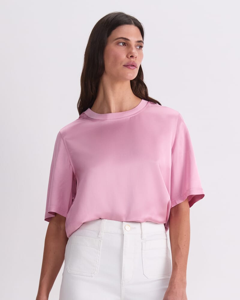 Isla Satin Tee in ROSE