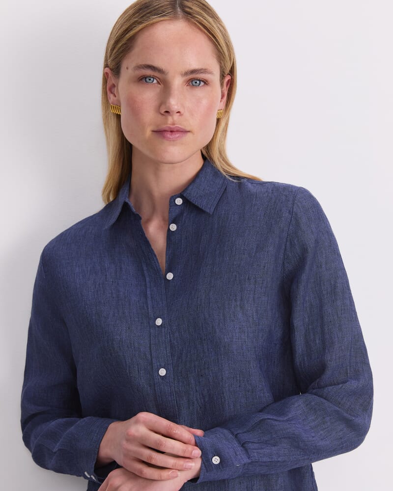 Dahlia Linen Shirt in INDIGO