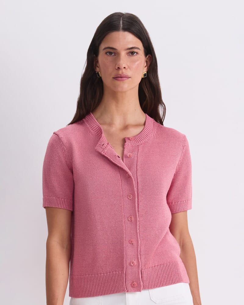 Linen Blend Cardigan in ROSE