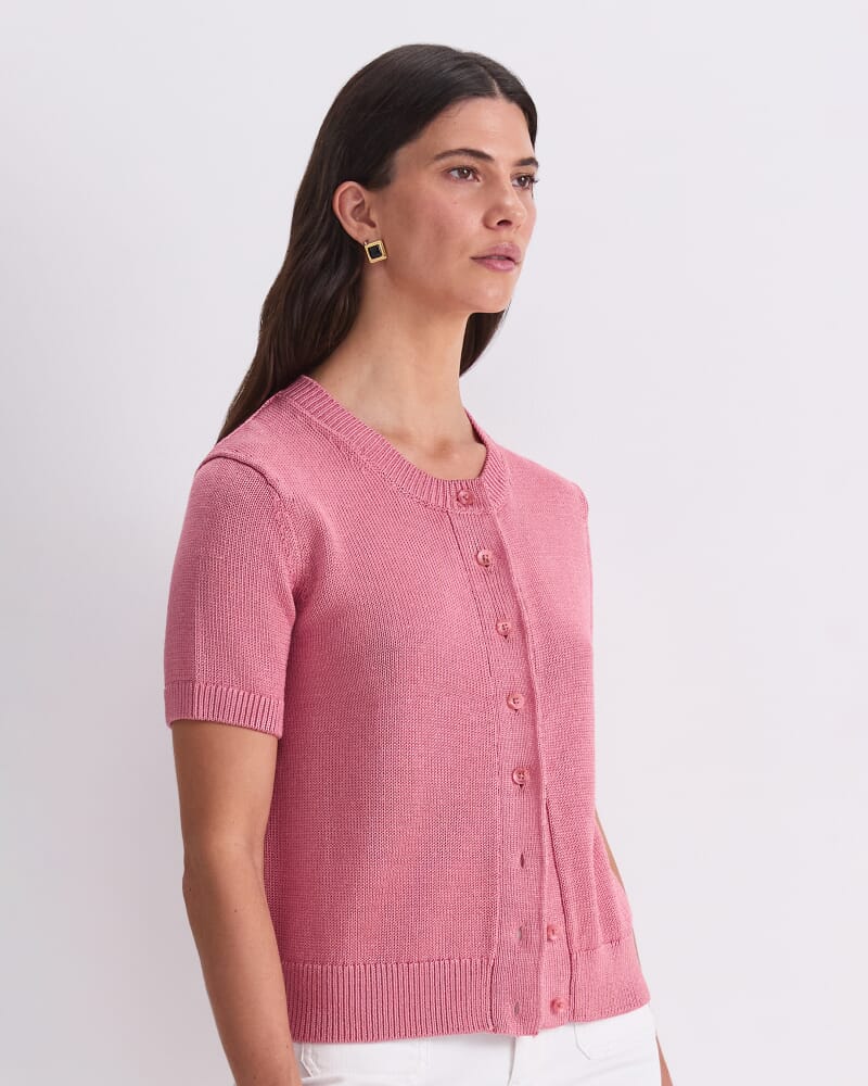 Linen Blend Cardigan in ROSE