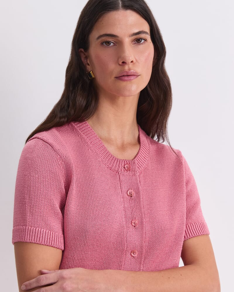 Linen Blend Cardigan in ROSE