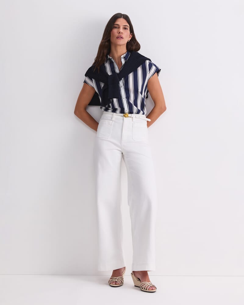 Short Sleeve Lily Voile Shirt in NAVY