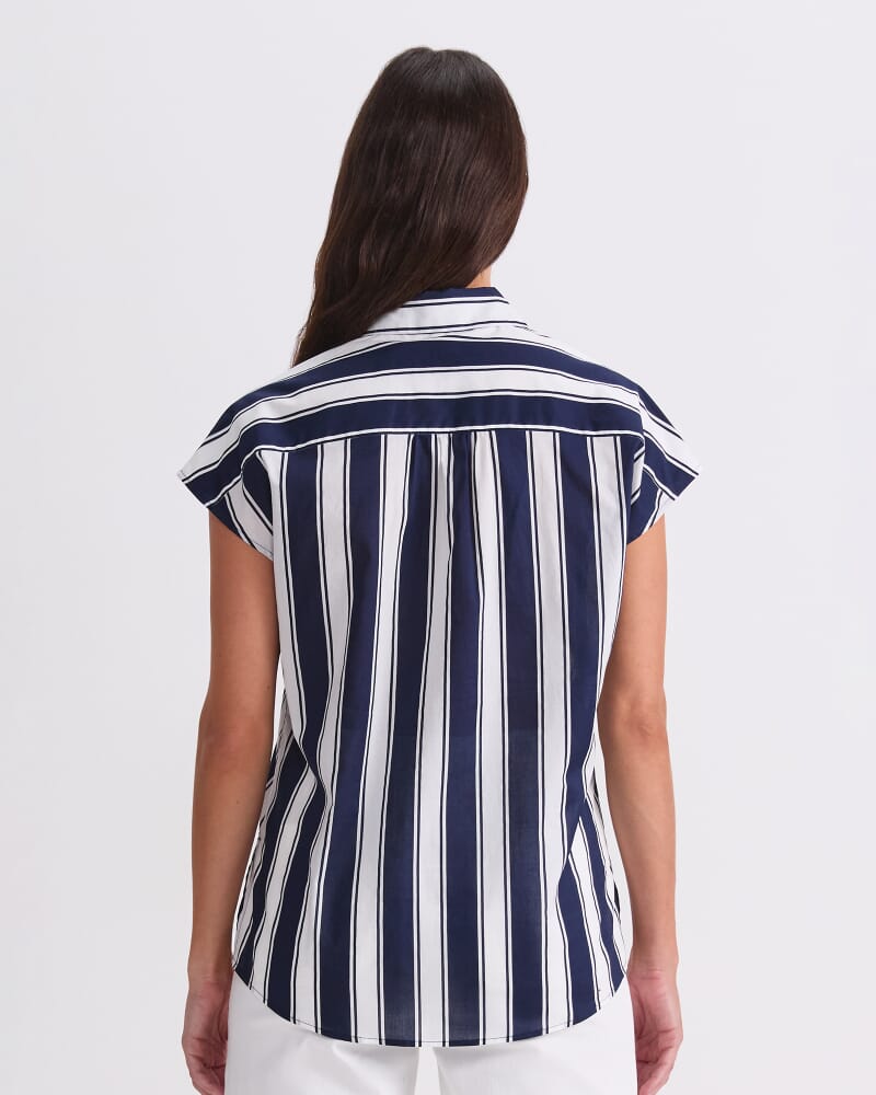 Short Sleeve Lily Voile Shirt in NAVY