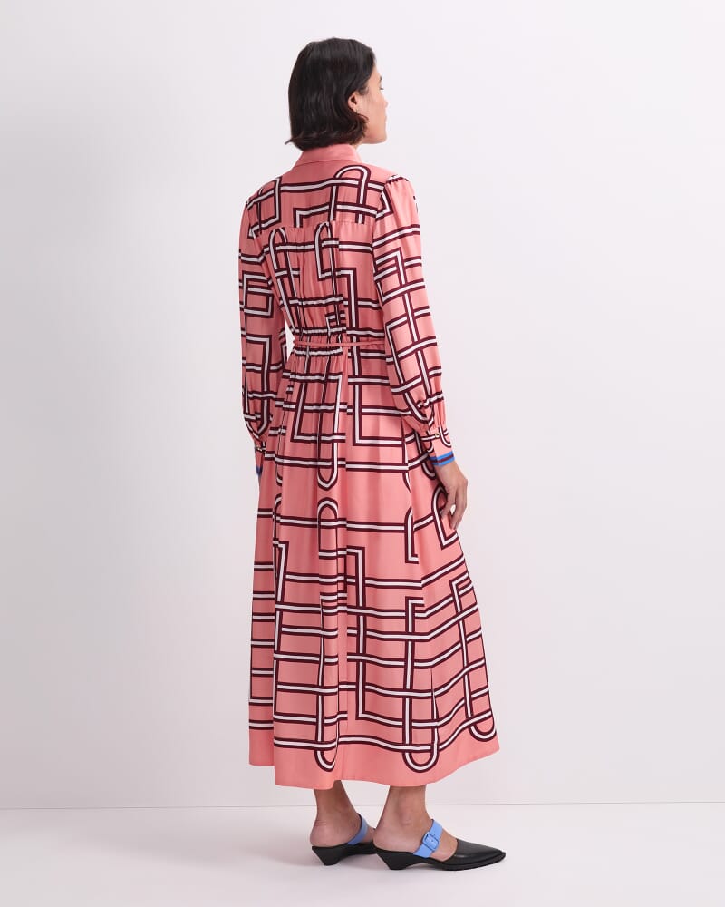 Rhodes Long Sleeve Shirt Dress in PEACH