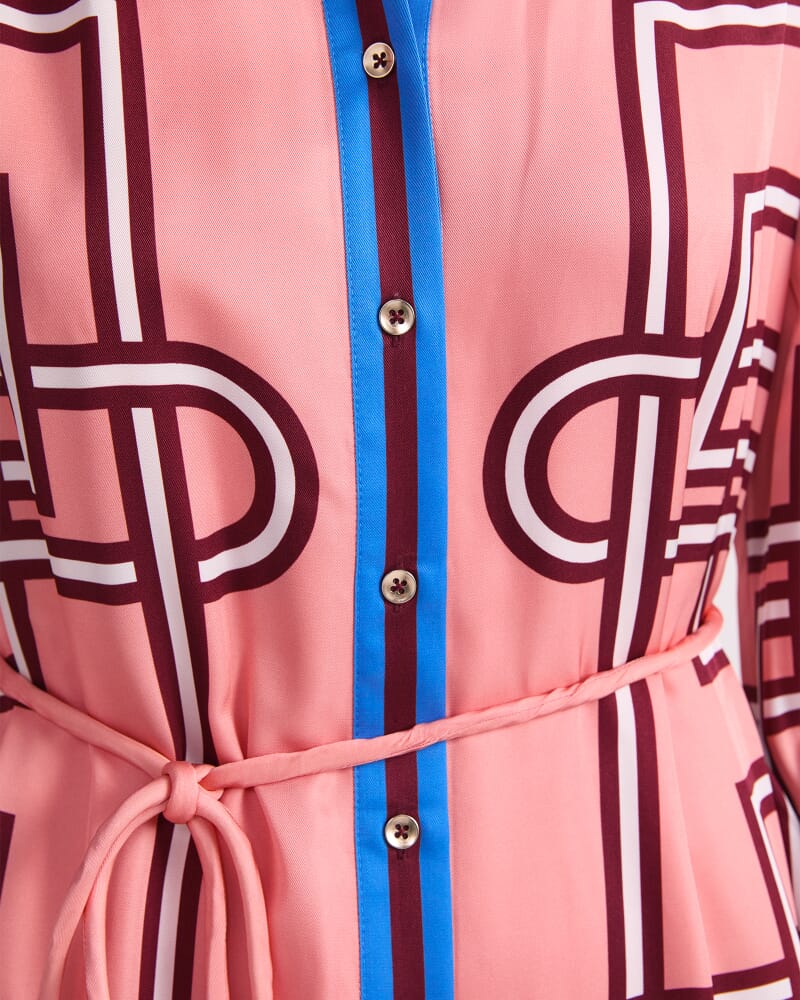 Rhodes Long Sleeve Shirt Dress in PEACH