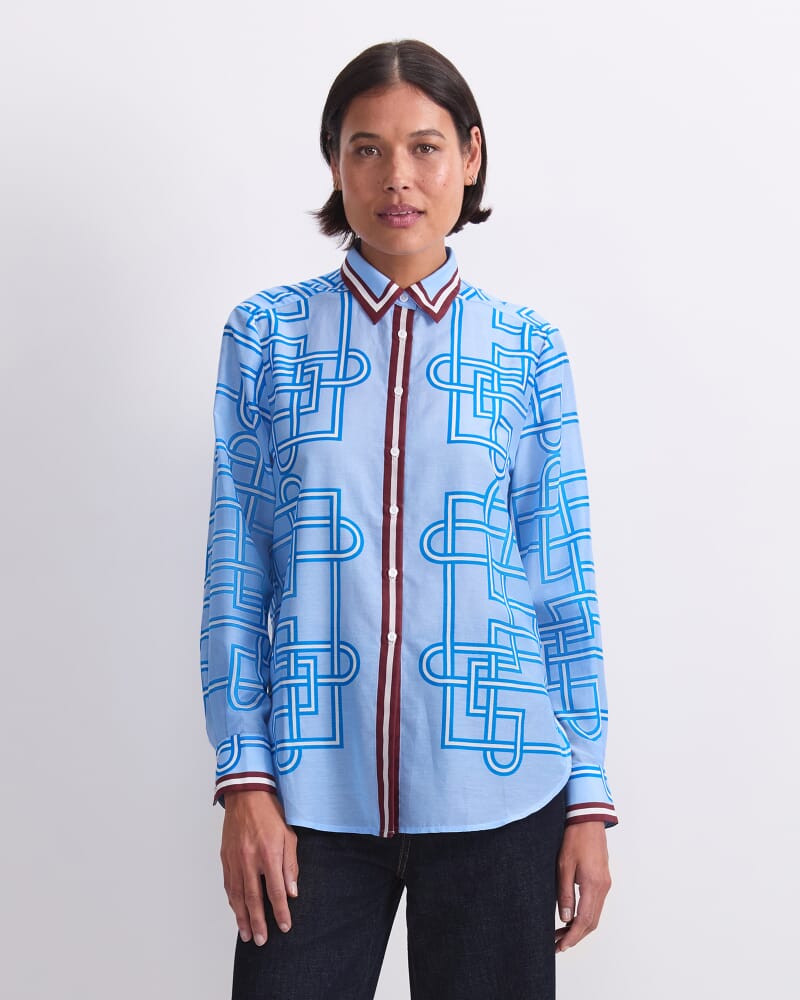 Rhodes Long Sleeve Cotton Silk Shirt in SKY BLUE