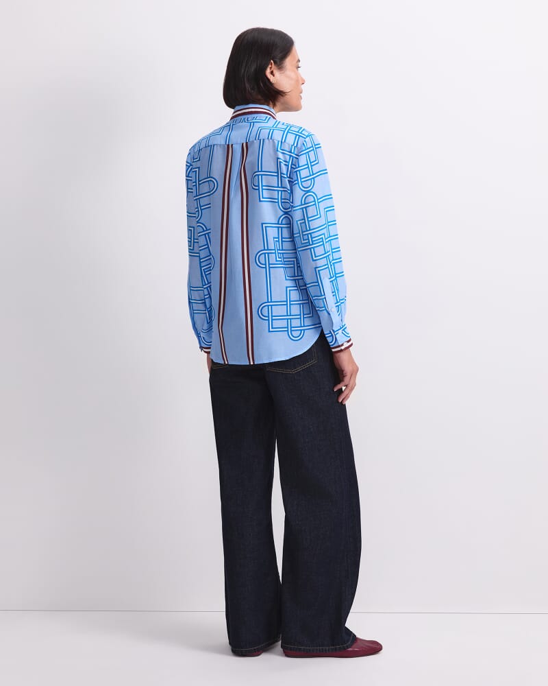 Rhodes Long Sleeve Cotton Silk Shirt in SKY BLUE