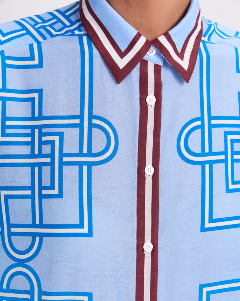 Rhodes Long Sleeve Cotton Silk Shirt in SKY BLUE