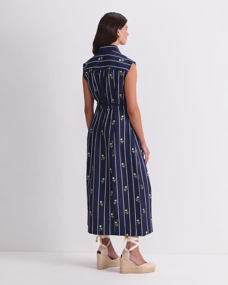 Hampton Stripe Shirt Dress in NAVY MULTI