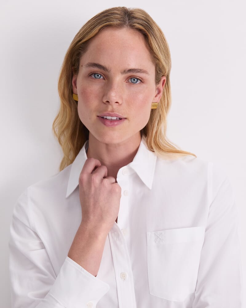 Long Sleeve Oxford Shirt in WHITE