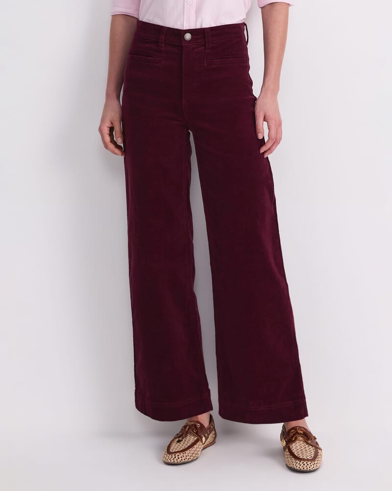 Cleo Cord Wide Leg Jean in WINE