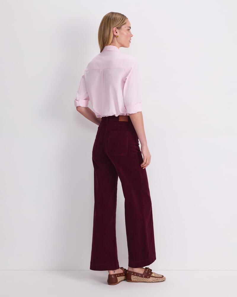 Cleo Cord Wide Leg Jean in WINE